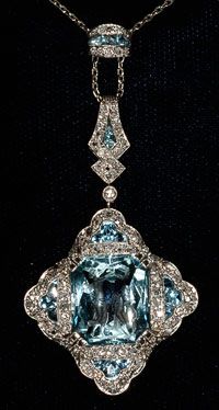 aquamarine Deco diamond very rare pendant (figures carved in large aquamarine) platinum set 1920c Bijoux Art Deco, Bijoux Art Nouveau, Aquamarine Jewelry, Deco Jewelry, I Love Jewelry, Vintage Jewels, Art Deco Jewelry, Gorgeous Jewelry, Antique Jewellery