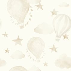 a wallpaper with hot air balloons and stars