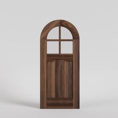 Round Top Door with Four Glass Panel Window in Black walnut Arched Dutch Doors Exterior, Round Top Door Entrance, Wood Arch Front Door, Front Door With Small Window, Arched Front Door Exterior, Arch Front Door Exterior, Rounded Front Door, Arch Front Door, Round Top Door