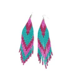 Turquoise Pink Beaded Earrings for Summer | Statement Boho Fringe Earrings | Colorful4U Turquoise Beaded Earrings With Dangling Beads For Festivals, Bohemian Turquoise Tassel Earrings With Colorful Beads, Vibrant Turquoise Jewelry For Summer, Turquoise Tassel Earrings With Colorful Beads For Festival, Turquoise Beaded Drop Earrings For Festival, Turquoise Chandelier Earrings With Colorful Round Beads, Festival Turquoise Tassel Earrings With Colorful Beads, Festival Turquoise Beaded Drop Earrings, Turquoise Tassel Earrings With Colorful Beads For Beach