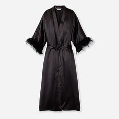 : Petite Plume™ Women's Silk Robe With Feathers For Women Robe With Feathers, Women Silk Robe, Luxury Sleepwear, Feather Trim, Women's Robe, Silk Robe, Hollywood Fashion, Old Hollywood Glamour, Hollywood Glamour