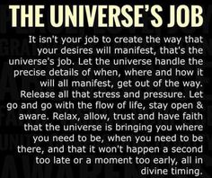 the universe's job is written on a black background