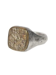 John Varvatos Ring in Sterling Silver shank with distressed Brass top. Signature Hallmark on Interior. On hand in size 10, ships within 3 days. Other sizes are made to order, please allow up to 6 weeks. Please contact us for a more accurate time frame. Cast Rings, Wallet Chains, Buddha Bracelets, Sparkle Bracelet, Buddha Necklace, Silver Signet Ring, Timeless Classic Style, Bridal Engagement Rings, Sparkle Jewelry