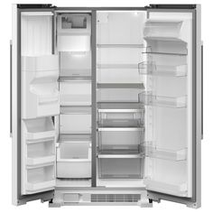 an open refrigerator freezer with its doors wide open