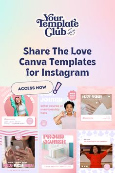 an instagram page with the words share the love canva templates for instagram