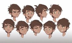 an animation character's head with different facial expressions