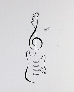 a drawing of an electric guitar with a treble