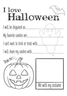 i love halloween coloring page for kids