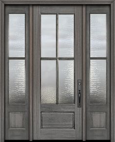 two double doors with frosted glass on the front and back sides, both side by side