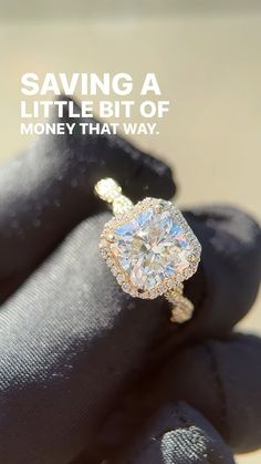 an engagement ring with the words saving a little bit of money that way