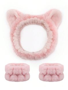 3pcs Cat Ear Headbands, Cute Bear Design Hair Bands & Wristlets For Makeup, Fall/Winter Pink    Polyester  Headband   Beauty Tools, size features are:Bust: ,Length: ,Sleeve Length: Makeup Bathroom, Cute Cartoon Bear, Cat Ear Headband, Facial Cleaning, Design Hair, Cat Ear, Bathroom Decoration, Cartoon Bear, Hair Hoops