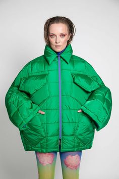 Unisex quilted jacket "Lupinus Green" features a round shoulder and oversized fit for a relaxed, comfortable feel. It's made from lightweight, wrinkle-free polyester and has large pockets, windproof, and water repellent properties. The soft, bold shape makes it a statement piece, and the hypoallergenic synthetic padding adds warmth without compromising style.Size Guide:ONE SIZE (fits to XS-XL)Collar - 51 cmWides middle line - 170 cmBottom line - 140 cmSleeve ends - 57 cmLength from the neckline Green Jacket, Wrinkle Free, Quilted Jacket, Water Repellent, Stella Mccartney, Size Guide, Collar, Green