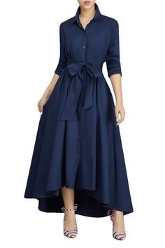 Solid Midi Dress, Gaun Fashion, Office Dresses For Women, Elegant Maxi Dress, Dress Women Elegant, Luxury Dresses, Elegant Dresses For Women, Long Shirt Dress, Elegant Shirt