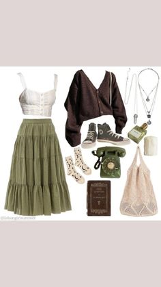 Cottage Grunge Aesthetic Outfit, Fairy Autumn Outfit, Whimsigoth Cottagecore Outfits, Fairy Grunge Style Outfits, Outfit Ideas Witchcore, Fairy Core Clothes Grunge, Grunge Aestethic Outfits, Earth Tones Spring Outfit, Hozier Vibes Outfit