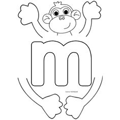 the letter m is for monkey coloring page