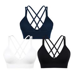 PRICES MAY VARY. 【Soft & Comfortable Material】The strappy sports bra made with 92% nylon, 8% spandex. This lightweight, high elasticity, comfortable and breathable fabric gives your body cool and dry. 【Sexy V-Front Sports Bras】This padded sports bra made v neck front design, the deep v-neck will make a slight force on your breast gently, bring a Pushing Effect, up & mid, give you a complete and sexy cleavage. 【Unique Strappy Back Design】Sexy Cross Back Design offers a extra back support, beautif Seamless Strappy Sports Bra For Athleisure, Strappy Seamless Sports Bra For Athleisure, Seamless Strappy Sports Bra In Athleisure Style, Athleisure Strappy Seamless Sports Bra, Seamless Strappy Sports Bra For Workout, Strappy Seamless Sports Bra For Workout, Seamless Medium Support Sports Bra With Cross Back, Sporty Seamless Strappy Sports Bra, Seamless Strappy Sports Bra