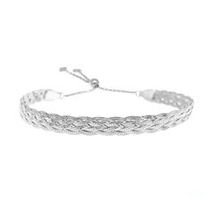 Italian Made Sterling Silver Adjustable Braided Herringbone Bracelet Herringbone Bracelet, Bones Bracelet, Silver Bracelets For Women, Herringbone Chain, Silver Chain Style, Sterling Necklaces, Bangles Style, Braided Bracelet, Elegant Bracelet