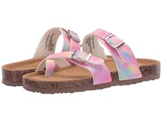 Steve Madden Kids Jbeached (Little Kid/Big Kid) - Girls Shoes : Tie-Dye : She will set the trend when you complete her chic look with the Steve Madden Kids Jbeached slide sandal! Crafted from a man-made upper material in a slip-on silhouette with an open-toe loop design. Dual buckled straps over vamp for modern appeal. Man-made lining. Cushioned footbed for added comfort. Durable man-made outsole. Imported. Measurements: Heel Height: 1 in Weight: 6 oz Platform Height: 3 4 in Product measurements Sandals Y2k, Dye Shoes, Shoes Tie, Tie Dye Shoes, Tie Dye Girl, Celebrity Closets, Kids Tie Dye, Loop Design, Celebrity Design