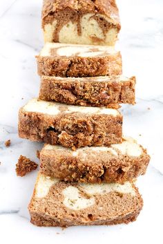 slices of cinnamon swirl bread stacked on top of each other