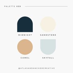 the different shades of paint for walls and ceilings in various colors, with text that reads palette 055 midnight sandtone camell skyfall