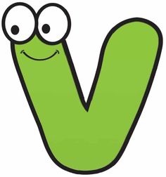 the letter v with two eyes and a smile on it's face is shown