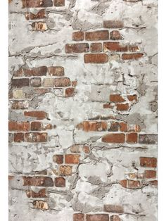 an old brick wall that has been painted white and red with some rust on it