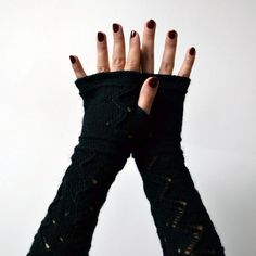 Mitenki długie czarne - Etsy Czechy Fingerless Gloves Black, Black Fingerless Gloves, Wool Fingerless Gloves, Striped Gloves, Women Gloves, Wool Gloves