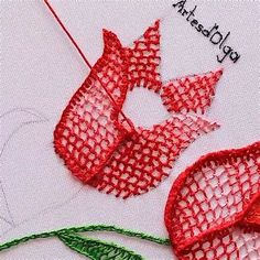 a close up of a piece of embroidery