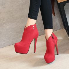 Ruthie Davis Heels, Stiletto Ankle Boots, Ruthie Davis, Fly Shoes, Suede Style, Shoes Girl, Pleaser Shoes, Red Bridesmaids, Red Bridesmaid Dresses