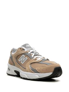 "Find NEW BALANCE 530 \"\"light \"\" Sneakers on Editorialist. blush beige suede trim logo patch to the side logo-print tongue panelled design round toe front lace-up fastening branded insole signature ABZORB® midsole rubber outsole" Lace-up Running Shoes For Light Sports With Logo, Sporty Running Shoes With Logo And Round Toe, Sporty Running Shoes With Round Toe And Logo, Logo Sneakers With Round Toe For Jogging, Logo Sneakers For Jogging With Round Toe, Jogging Sneakers With Logo And Round Toe, Running Shoes With Logo And Round Toe, Running Lace-up Sneakers With Logo, Sports Running Shoes With Logo