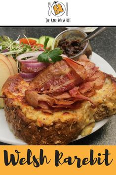 a white plate topped with food on top of a table