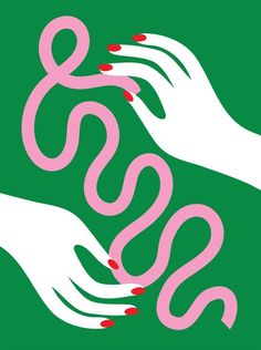 two hands reaching for each other with the letter s on it's fingers, against a green background