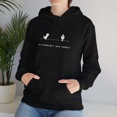 Stay cozy and cool with this fun hoodie featuring the iconic Google dinosaur game and the laid-back phrase 'No internet? Who cares?' Perfect for those who embrace the offline life, this hoodie brings a playful twist to your wardrobe while keeping you comfortable and stylish. Google Dinosaur Game, Google Dinosaur, Dinosaur Game, No Internet, Gaming Hoodie, Design Sweatshirt, Style Hoodie, Modern Trend, Cotton Hoodie