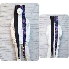 Orders ship within 2-3 weeks. Extra long jester / harlequin hat in black and purple celestial print. Shorter version is also available. Gold bells on the ends. Extra long hat is 55 inches long from brim to ends.  You could even wrap it around like a scarf. Made from polyester fleece, so it's warm and soft. Machine washable. Small fits head sizes 18" to 20". Medium fits head sizes 21" to 24". Large fits head sizes 25" to 26". Scourge Aasimar, Long Hat, Celestial Print, Jester Hat, Black And Purple, Skull Cap Beanie, Skull Cap, Long Black, Extra Long