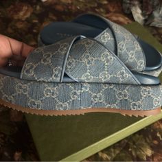 Gucci Platforms Slides! Will Come Without Box ! But I Will Try To Find The Gucci Bag Covers ! Size 37 1/2 Worn 3 Times! Original Price :$800 Half Off! Designer Blue Platform Sandals, Blue Open Toe Gucci Sandals, Blue Leather Gucci Sandals, Gucci Blue Leather Sandals, Blue Gucci Leather Sandals, Gucci Platform Slides, Gucci Platform, Shoes Gucci, Platform Slides