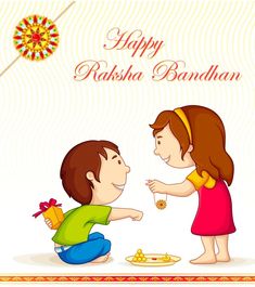 a boy giving food to a girl on the occasion of radish bakrahan