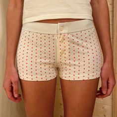 Brandy Outfits, Coquette Heart, Cotton Undies, Heart Shorts, Green Bralette, Brandy Melville Shorts, Cropped Cami, Bralette Tops, Heart Pattern