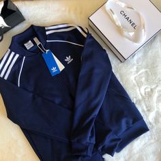 Adidas Size Small Dark Navy New Blue Adidas Track Jacket For Spring, Adidas Blue Track Jacket For Spring, Blue Fitted Casual Track Jacket, Navy Adidas Long Sleeve Track Jacket, Adidas Navy Casual Track Jacket, Adidas Navy Long Sleeve Track Jacket, Casual Adidas Navy Track Jacket, Casual Navy Adidas Track Jacket, Fitted Blue Track Jacket For Spring