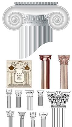 an architectural drawing of some columns and pillars