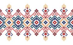 a cross stitch pattern in red, white and blue colors on a white background - stock photo