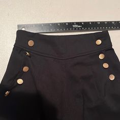 Arden B Xs-Sm Tall Black Pull On Sailor Front Dress Pants Wide Leg ,High Rise Gold Buttons Elastic Back Pull On See Pics For Measurments & Details Wide Leg Nautical Nwot Rise Gold, Gold Pants, Sailor Pants, Black Wide Leg Pants, Leather Pants Women, Pant Trends, Wide Leg Dress Pants, Pinstripe Pants, Dress Slacks