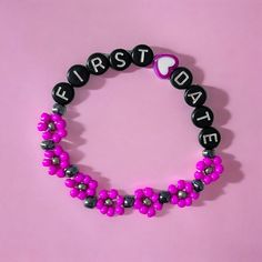 Listing is for One (1) Blink 182, "FIRST DATE" Lyrics, Album Inspired Bracelet Blink 182 Bracelet, Concert Merch, Blink 182, Bead Bracelets, Silver Gifts, Flower Bracelet, Gift Jewelry, First Date, Braided Bracelets