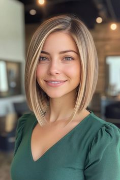 Check out 21 pretty long bob haircuts! Stylish, versatile, and perfect for any look. 💇‍♀️✨ #LongBob #HairInspo Soft A Line Bob, Edgy Angled Bob, Mom Haircuts, Amber Hair, Haircuts For Long Hair With Layers, Brown Hair With Blonde Highlights, Hair Color Auburn, Haircuts Straight Hair