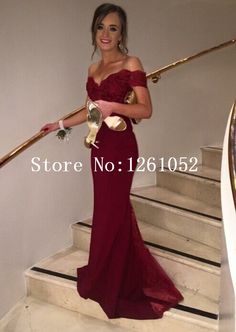 Burgundy Mermaid Off The Shoulder Short Sleeve Chiffon Floor Length Prom Dress With Lace-in Prom Dresses from Weddings & Events on Aliexpress.com | Alibaba Group Prom Dresses 2016, Lace Evening Gowns, 파티 드레스, Graduation Dresses, Burgundy Prom Dress, Mermaid Evening Dresses, Dresses Elegant, Zuhair Murad