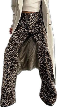 Cotton Wide Leg Leopard Print Pants, Wide Leg Cotton Bottoms In Leopard Print, Leopard Print Wide Leg Bottoms With Pockets, Wide Leg Leopard Print Bottoms With Pockets, High Waist Leopard Print Bottoms With Pockets, Fall Leopard Print Bottoms With Elastic Waistband, Leopard Print Trousers For Fall, Fall Leopard Print Trousers, High-waisted Leopard Print Fall Pants