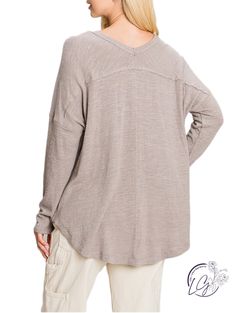 Casual v-neck long sleeve top. Features a drop shoulder for a relaxed look. Lightweight fabric makes this shirt easy to wear inside and outside the home. Fabric: 49% Polyester, 36% Cotton, 11% Acrylic, 4% Spandex Inside And Outside, Lightweight Fabric, Drop Shoulder, Long Sleeve Top, Long Sleeve Tops, Sleeve Top, Long Sleeve Blouse, Spandex, V Neck