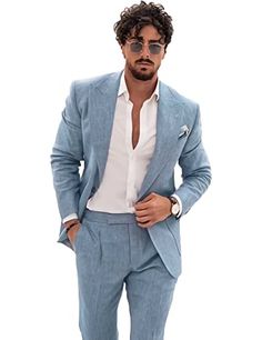 PRICES MAY VARY. 【Premium Material】:55% Linen, 45% Cotton;The fashion men long sleeve linen suits sets for beach wedding is made from light linen material,Peak lapel blazer with flap pockets design. 【Occasion】--Romantic wedding, kinds of parties,anniversary, prom,business meeting summer beach and daily work. Classic color shows your taste and make you modern and elegant.Good Gift Choice to Your Father,Friend or Boyfriend! 【How to choose Size】--XXS≈34, XS≈36, S≈38, M≈40, L≈42, XL≈44, XXL≈46, 3XL≈ Suits Groomsmen, Beach Wedding Groom Attire, Mens Beach Wedding Attire, Tuxedos Wedding, Blazer Pants Set, Linen Suits For Men, Beach Wedding Groom, Groomsmen Tuxedos, Mens 3 Piece Suits