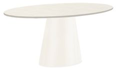 a white table with a round top on a white background