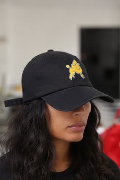 Black Dad Hat With Curved Visor For Streetwear, Black Curved Visor Dad Hat For Streetwear, Trendy Black Dad Hat With Curved Bill, Black Cotton Dad Hat For Streetwear, Black Adjustable Dad Hat With Curved Visor, Trendy Black Dad Hat With Visor, Trendy Black Baseball Cap With Curved Bill, Trendy Black Visor Dad Hat, Trendy Black Dad Hat With Embroidered Logo