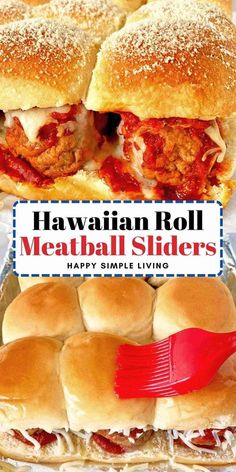 the hawaiian roll meatball sliders are ready to be eaten and served for lunch